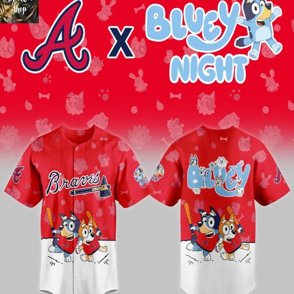 Atlanta Braves 2025 Bluey MLB Game Night Christmas  Baseball Jersey