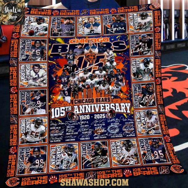 Chicago Bears 105th Anniversary 1920-2025 Football Fleece Blanket Quilt