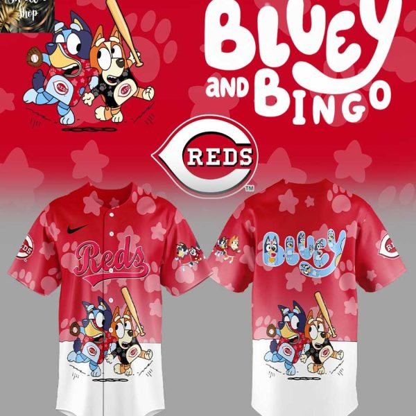 Cincinnati Reds 2025 Bluey MLB Game Night Christmas  Baseball Jersey