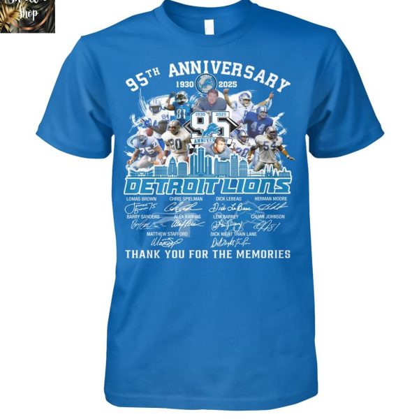 Detroit Lions Celebrating 95th Anniversary 1920-2025 Thank You T-Shirt