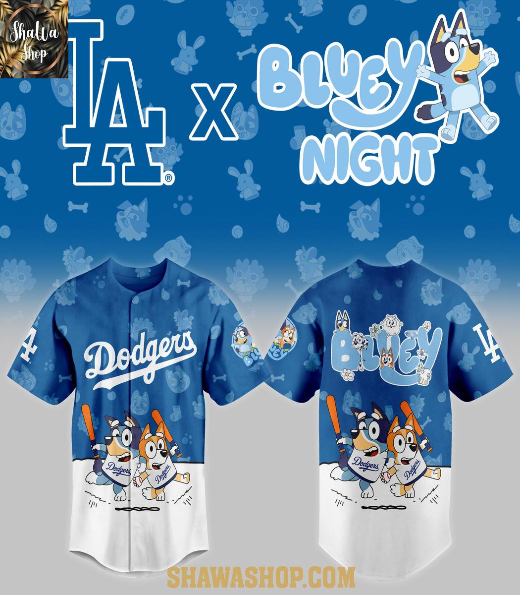 Los Angeles Dodgers 2025 Bluey MLB Game Night Christmas Baseball Jersey Los Angeles Dodgers 2025 Bluey MLB Game Night Christmas Baseball Jersey