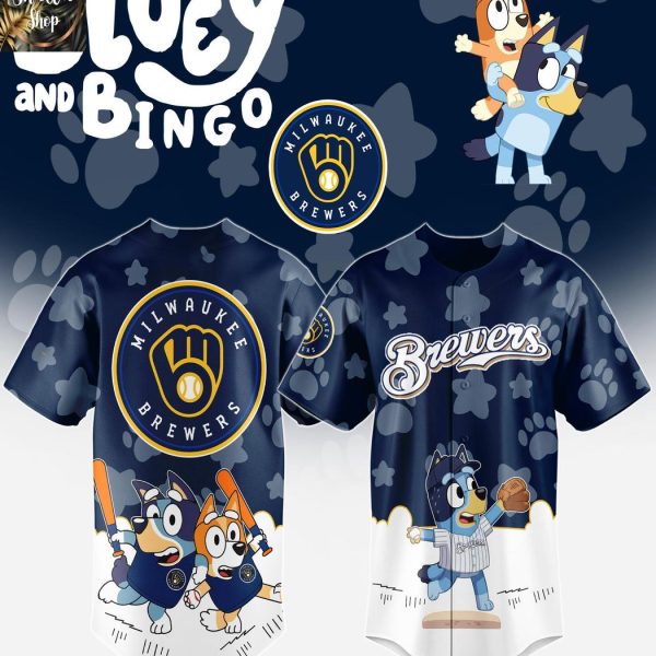 Milwaukee Brewers 2025 Bluey MLB Game Night Christmas  Baseball Jersey