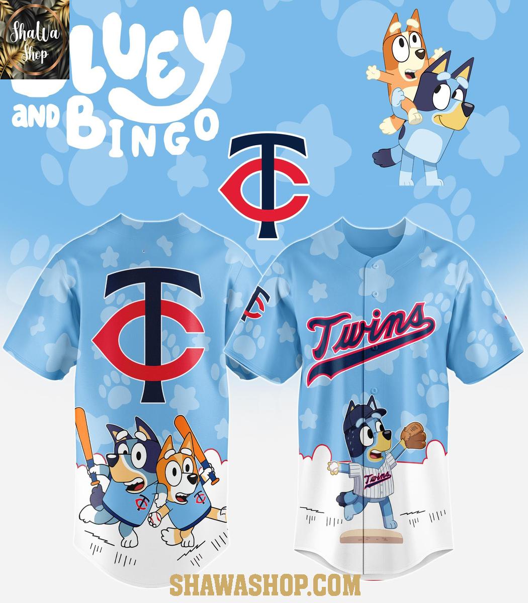 Minnesota Twins 2025 Bluey MLB Game Night Christmas Baseball Jersey Minnesota Twins 2025 Bluey MLB Game Night Christmas Baseball Jersey