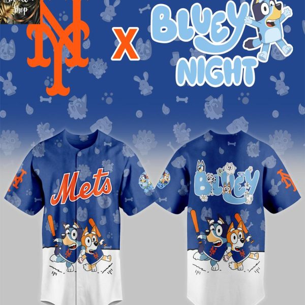 New York Mets 2025 Bluey MLB Game Night Christmas  Baseball Jersey