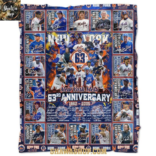 New York Mets 63rd Anniversary 1962-2025 Baseball Fleece Blanket Quilt
