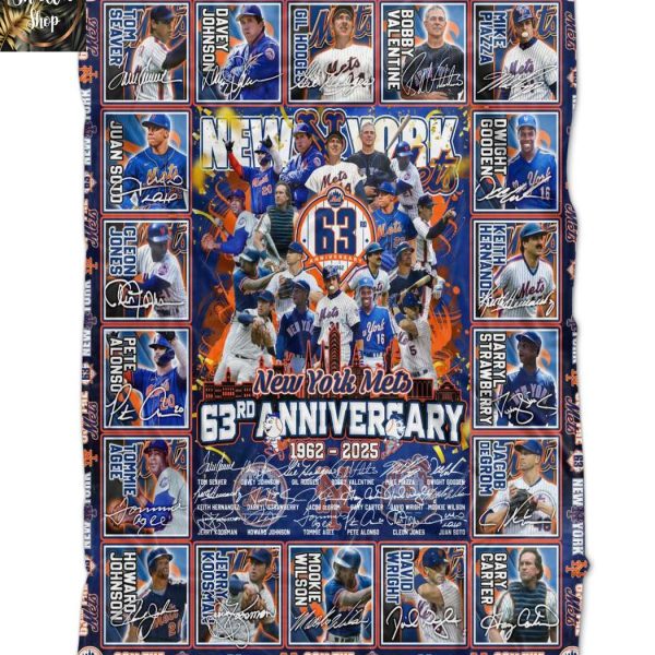 New York Mets 63rd Anniversary 1962-2025 MLB Fleece Blanket Quilt