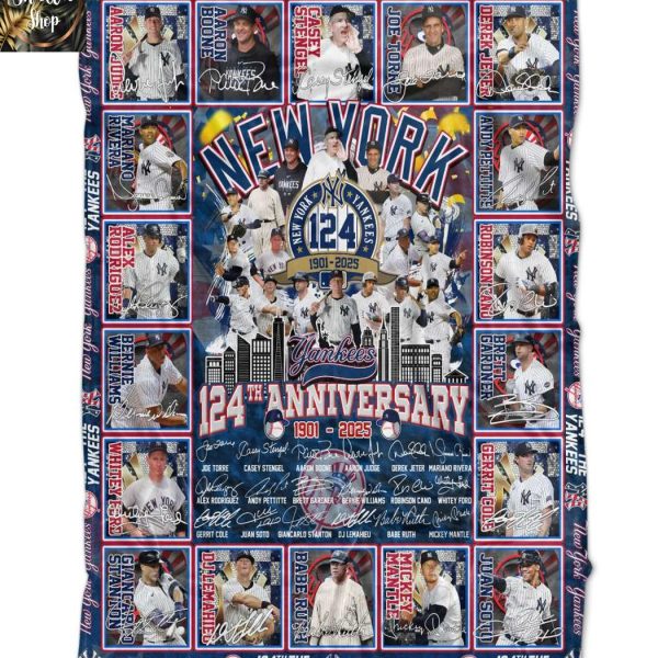 New York Yankees 124th Anniversary 1901-2025 MLB Fleece Blanket Quilt