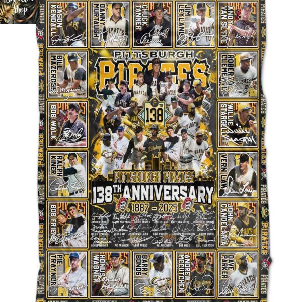 Piistburgh Pirates 138th Anniversary 1887-2025 MLB Fleece Blanket Quilt