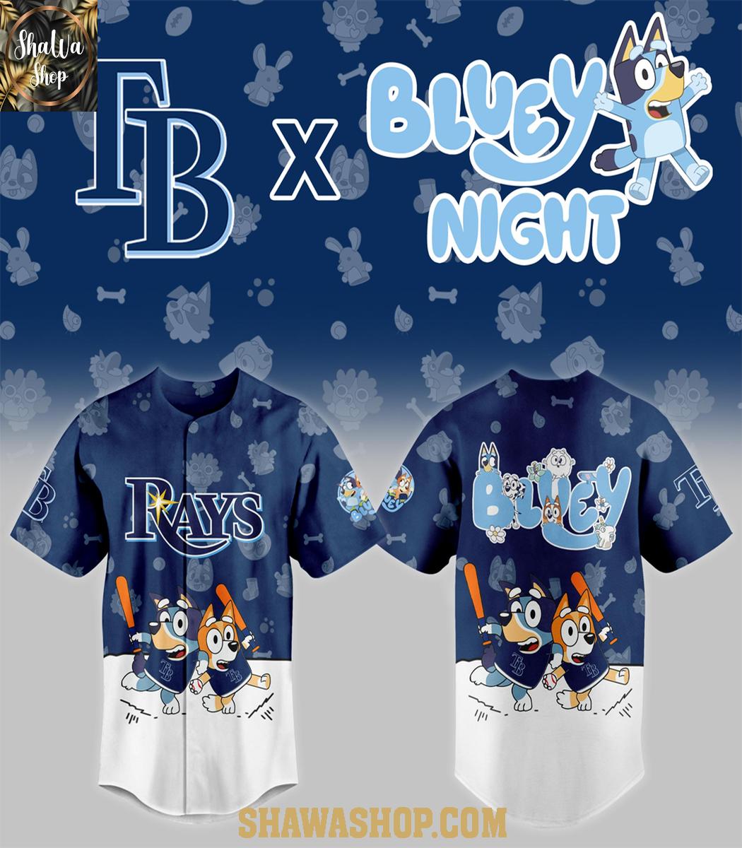 Tampa Bay Rays 2025 Bluey MLB Game Night Christmas Baseball Jersey Tampa Bay Rays 2025 Bluey MLB Game Night Christmas Baseball Jersey