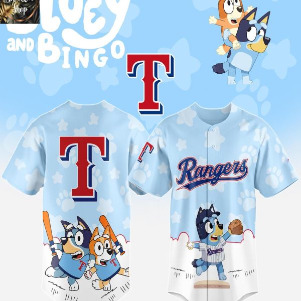 Texas Rangers 2025 Bluey MLB Game Night Christmas  Baseball Jersey