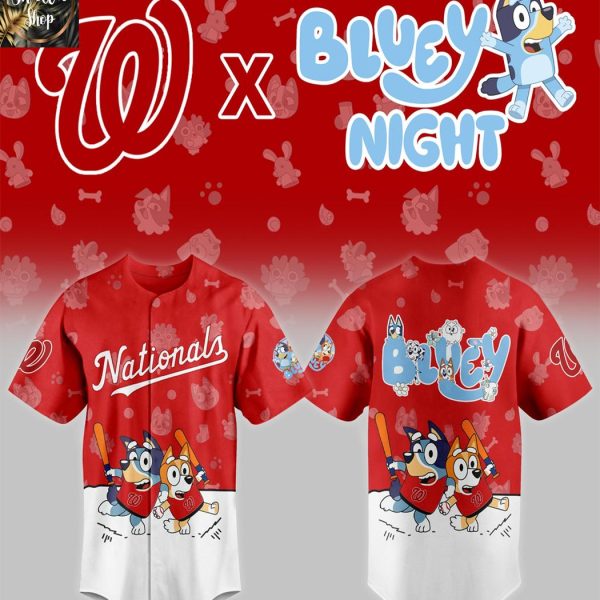 Washington Nationals 2025 Bluey MLB Game Night Christmas  Baseball Jersey