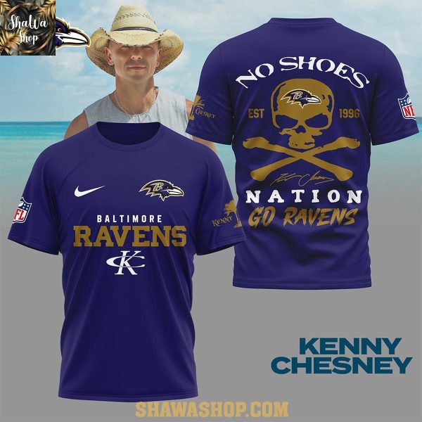 Baltimore Ravens Kenny Chesney No Shoes Nation Go Ravens Hoodie T-Shirt