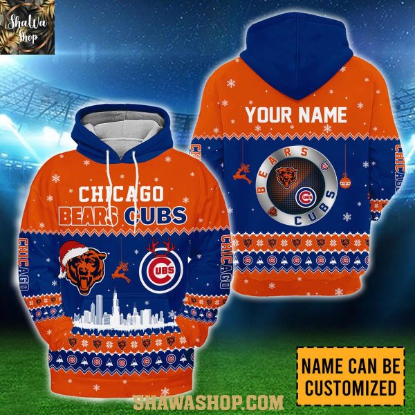 Chicago Bears Chicago Cubs NFL x MLB Merry Christmas Hoodie T-Shirt