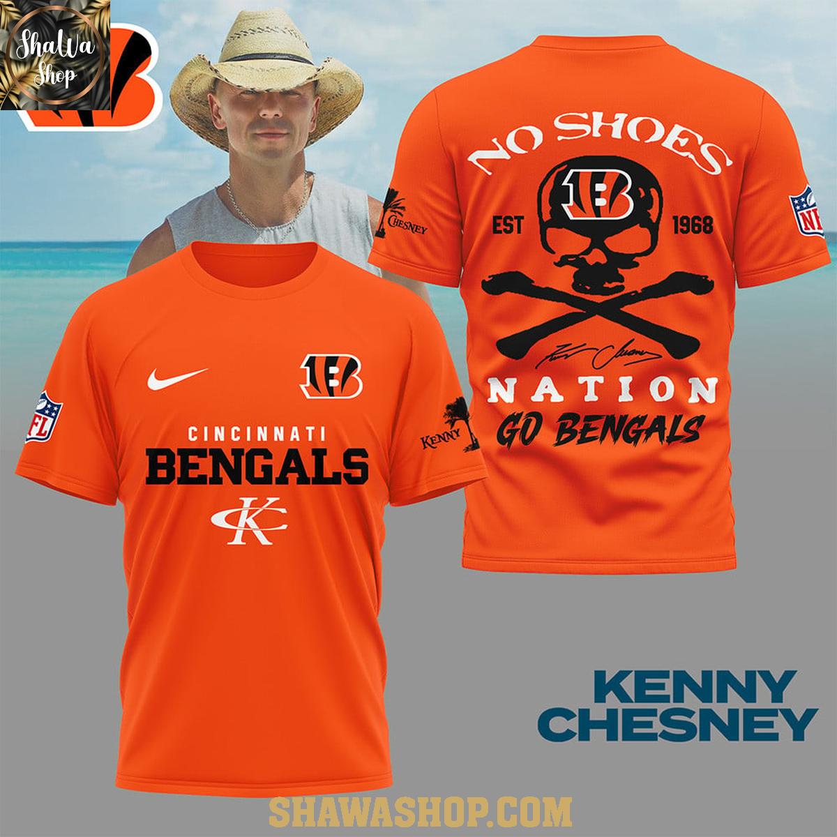 Cincinnati Bengals Kenny Chesney No Shoes Nation Go Bengals Hoodie T-Shirt Cincinnati Bengals Kenny Chesney No Shoes Nation Go Bengals Hoodie T-Shirt