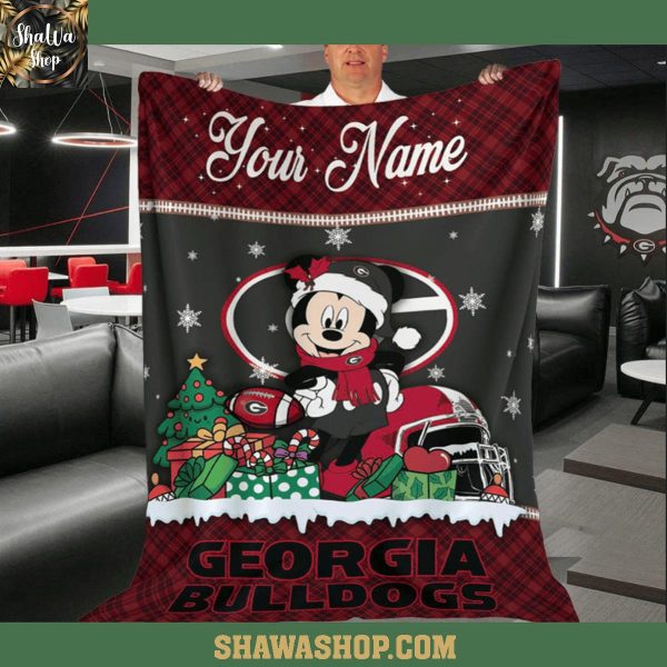 Georgia Bulldogs Mickey Merry Christmas 2025 Fleece Blanket Quilt