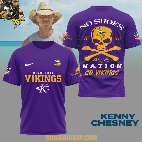 Minnesota Vikings Kenny Chesney No Shoes Nation Go Vikings Hoodie T-Shirt