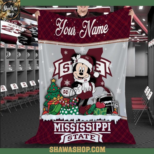 Mississippi State Bulldogs Mickey Merry Christmas 2025 Fleece Blanket Quilt
