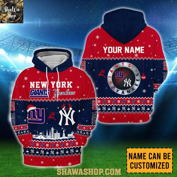 New York Giants New York Yankees NFL x MLB Merry Christmas Hoodie T-Shirt