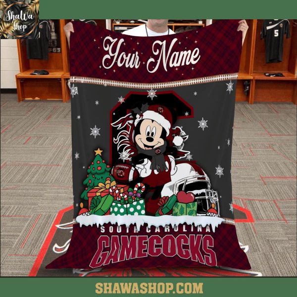 South Carolina Gamecocks Mickey Merry Christmas 2025 Fleece Blanket Quilt